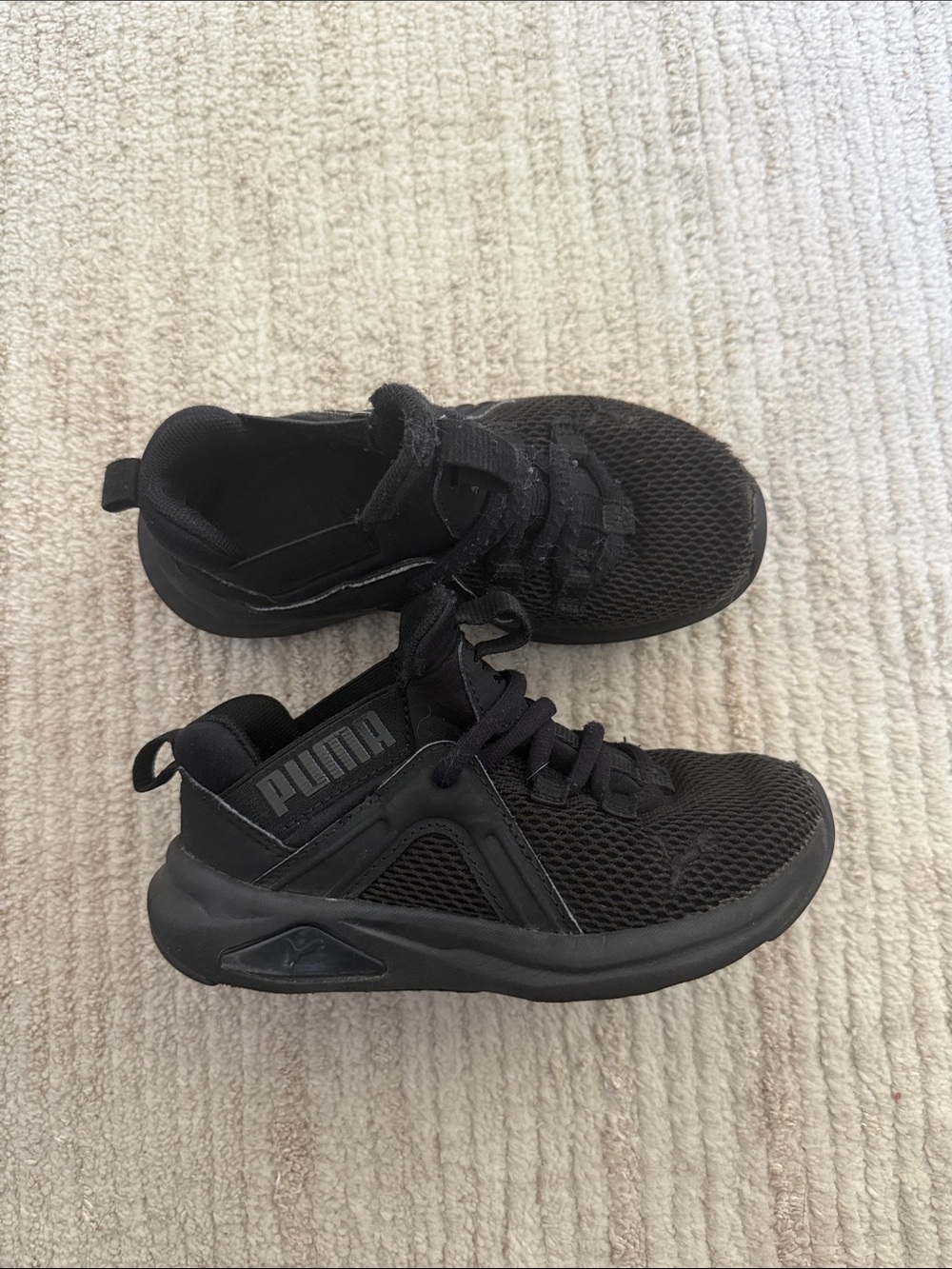 Puma Kids' Black Mesh Lace-Up Sneakers